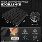 Focusound 18 Pack Curved Acoustic Foam Panels 3" x 12" x 12" Sound Proof Foam Panels Soundproofing Noise Cancelling Wedge Panels for Home Office Recoding Studio with 150 PCS Double-Side Adhesive