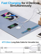 2 Pack Charging Cable for Apple Watch Charger/Samsung/iPhone Charger,Car/Office/Camping/Travel Essentials,Type C Cable Cord for iWatch Ultra/10-2/iPhone 16-11/Samsung S25-S20,iPad,airPods-Purple