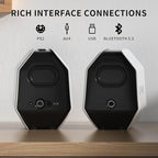 D-ONE 30W PC Gaming Computer Speakers for Laptop, Mac, Desktop Computer, Woofer Speakers, Bluetooth, USB, 3.5mm AUX Inputs, RGB Lights, Multimedia Speakers, White