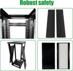 27U Server Cabinet Rack Enclosure,with Caster Wheels 2 Server Temperature Fans Locking Glass Door Removable Side Panels 27U Network Cabinet 22" Installation Depth,Standard 19" Equipment