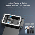 APEXEL 17mm+37mm Thread Adapter with LED Fill Light, One-Piece Phone Adapter for Android/iPhone, Attachments for Macro/Wide Angle/Fisheye/Flow/Radial/Star Filter/Kaleidoscope Lens