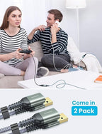 AINOPE 2 Pack USB Extensions Cable High Speed USB 3.0 Extension Cord Type A Male to Female Sturdy Braided Material Fast Data Transfer Compatible with USB Keyboard,Mouse,Flash Drive,Grey,10FT+10FT