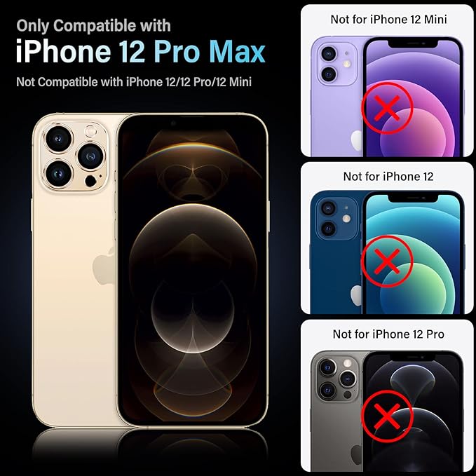 Uyiton for iPhone 12 Pro Max Camera Lens Protector, [Drop Protection][Strong Adsorption] 9H Tempered Glass Camera Cover Screen Metal Ring Case Friendly Scratch Resistant Easy to Install - Gold