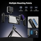 NEEWER S25 Ultra Phone Cage, PA082 Mobile Video Rig Phone Stabilizer for Video Recording with PA045E Bluetooth Side Handle, 67mm Filter Adapter, 17mm Lens Backplate & T Mount Compatible with Moment