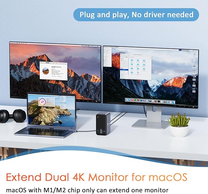 USB C Docking Station Dual Monitor for MacBook Pro, 15 in 2 USB C Laptop Docking Station Dual Monitor HDMI for MacBook Pro/Air with 2 4K HDMI Display, 6 USB A,USB C, SD&Micro SD,LAN, 87W PD 3.0