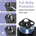 2 Pack Camera Lens Protector for iPhone 15 / iPhone 15 Plus,[Not Easy to Breakn ] AR Tempered Glass Strong Adsorption Metal Camera Cover Screen-black