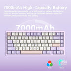 KEEBMONKEY WOBKEY Rainy 75 CNC Aluminum HMX/JWK/Cocoa Switches Triple-Mode Connectivity Mechanical Keyboard with Superior Acoustics, RGB/FR4/Silver SUS304/7000mAh/Cocoa Switch (Pro - Purple)
