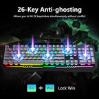 AULA T102 104 Keys Gaming Keyboard and Mouse Combo with RGB Backlit, All-Metal Panel Waterproof Light Up Quiet Computer Keyboard, USB Wired for MAC Xbox PC Gamers