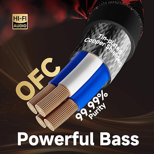 TODN RCA Stereo Cable Audiophile HiFi Interconnect Shielded RCA Cables for Home Audio Systems (16.4ft/5m, 1 Pair)