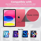 MoKo Touch Keyboard Case for iPad (A16) 11th Generation 11 inch 2025, iPad 10th Generation 10.9 inch Case with Pencil Holder, 7 Colors Backlit Multi-TrackPad Detachable Bluetooth Keyboard, Pink Marble