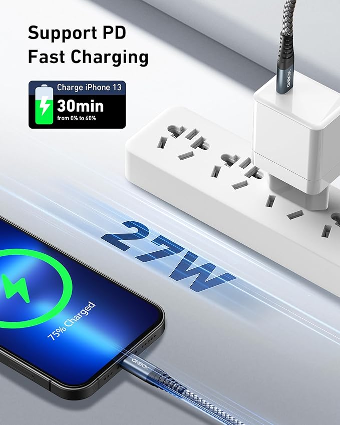 ohbox USB C to Lightning Cable 3FT 2Pack USB-C iPhone Cable MFi Certified USBC Fast Charger Cord Compatible with iPhone 14 13 12 11 Pro Max Mini X XS XR 8 Plus 10 SE iPad