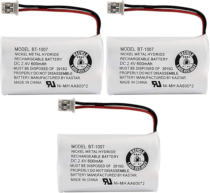 New! Genuine Uniden BBTY0651101 BT-1007 NiMH 600mAh DC 2.4V Rechargeable Cordless Telephone Battery (3-Pack)