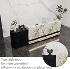 Front Desk Reception Counter - Lockable Storage & Keyboard Tray | Reception Desk with Counter, Customizable Large Counter Table (Grey+White, 92'')