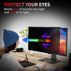 Magnetic 24 Inch Computer Privacy Screen Filter, Aluminum Alloy Hanging Privacy Screen for Computer Monitor for 16:9 Monitor Removable Anti Blue Light Eye Protection
