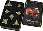 7PCS Metal DND Dice Set with Box, Debris RPG D and D Dice for use with D&D Tabletop Games Role Playing Game Polyhedral Dice Set D20 D12 D10 D8 D6 D4