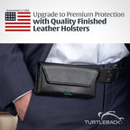 Turtleback Belt Holder for iPhone 16 Pro, 16e, 15 pro 14 Pro 13 Pro -Large- Fits w/Defender Bulky Style Cases, Premium Black Leather, Horizontal Case, Magnetic Closure Leather Wrapped Belt Clip