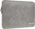 RAINYEAR 15.6 Inch Laptop Sleeve Protective Case PU Suede Leather Zipper Padded Cover Water Resistant Carrying Bag Compatible with 15.6" Notebook Computer Chromebook(Gray)