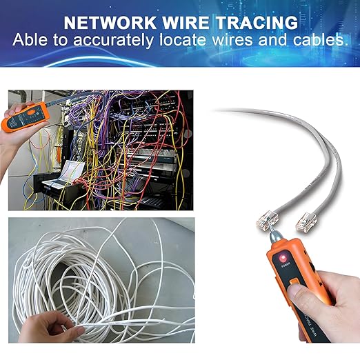 Goeco Ethernet Network Toner RJ11 RJ45 Network Cable Tester LAN Tracker Wire Finder Cat5 Cat6 with 2 Network Wire Stripper Toolkit Orange