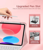 for iPad 10th Generation Case with Keyboard 10.9 Inch- Magnetic Wireless Keyboard Case with Pencil Holder Stain Proof Folio Cover for iPad (A16) 11th Gen 11 Inch 2025/10th Gen 2022 - Light Pink