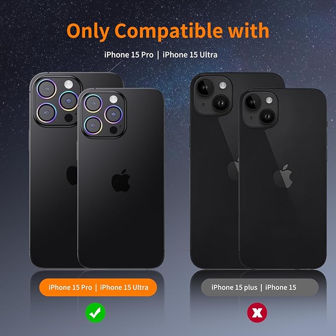 Hoerrye for iPhone 15 Pro Max/iPhone 15 Pro Camera Lens Protector [3+1] [Keep Lens Original Design] 9H Tempered Glass Camera Cover Screen Protector,Colorful Titanium