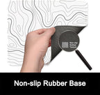 ITNRSIIET Mouse Pad with Stitched Edge Premium Textured Smooth Precise Operation Waterproof Washable Non-Slip Rubber Base Desktop Protection Mat, 10.2×8.3×0.12 inches, Topographic Contour White