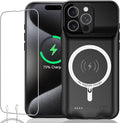Battery Case for iPhone 15 Pro Max, Full Encircle 12000mAh Capacity Rechargeable Portable Charger Case Extended Battery Pack for iPhone 15 Pro Max(6.7 inch) Wireless Charging Case with Carplay-Black