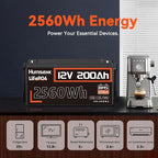 4PACK 12V 200Ah LiFePO4 Battery, Built-in 200A BMS, Rechargeable Deep Cycles DIY Battery, 2560Wh Lithium Battery for Off-Grid and Home Solar System, Marine, Trailer, RV