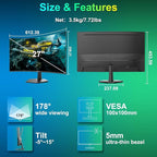 SANSUI Curved Monitor 27 inch 100Hz USB Type-C Computer Monitor with Speakers Built in丨FHD 1080p丨HDR丨110% sRGB丨1500R丨VESA Compatible,for Tablet,Desktop,Laptop and PC Work Gaming