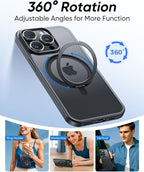 MAGIC JOHN 360° Rotatable Magnetic Invisible Stand for iPhone 15 Pro Case [Camera Control Button] [Compatible with MagSafe] 16FT Shockproof for iPhone 15 Pro Case with Kickstand, Black