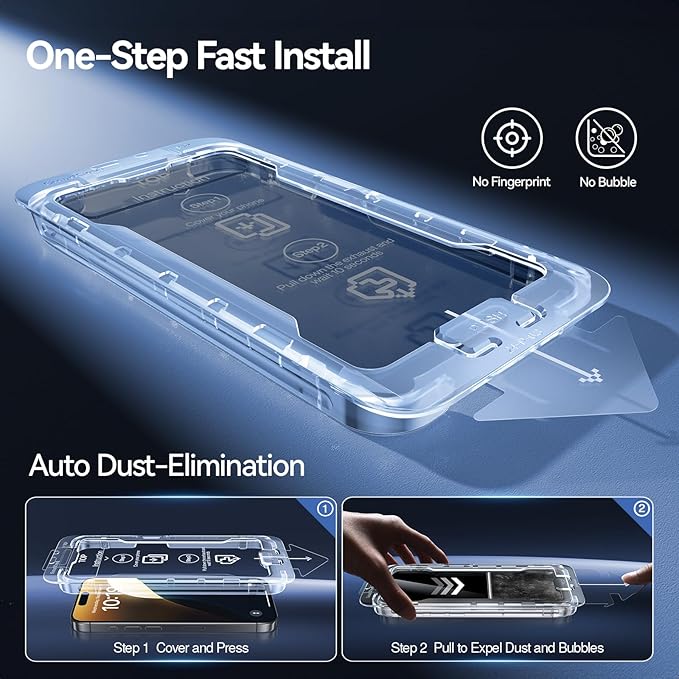 SMARTDEVIL 2PACK Privacy Screen Protector for iPhone 16 Shatterproof Tempered Glass [True 28°Anti Spy] [9H Hardness] [Auto Dust-Elimination Install] [Bubble Free]