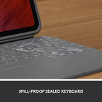 Logitech Rugged Folio Keyboard Case for iPad (10th gen & A16) with Smart Connector and Durable Spill-Proof Keyboard - Graphite