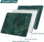 Teryeefi Hard Shell Case + Keyboard Cover + Screen Protector for MacBook Air 13 inch M1, Green Leaf