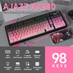 NACODEX Ajazz AK980 Pink Gaming Machanical Keyboard Gift Switch Full Size RGB Gasket Mount 8000mAh Triple Modes Custom Keyboard with Five Layer Pad | Knob Control