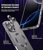 Magnetic for iPhone 16 Pro Case [Compatible with MagSafe][Built-in Camera Lens Protector] Slim Soft Silicone Bumper Shockproof Metallic Phone Case (Titanium Gray)