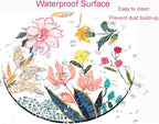 Mouse Pad, Floral Mouse Pad, Round Computer Mouse Mat with Design, Non-Slip Rubber Base Mousepad, Waterproof Office Mouse Pads for Women
