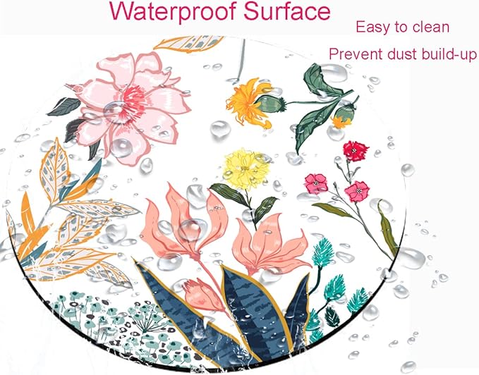 Mouse Pad, Floral Mouse Pad, Round Computer Mouse Mat with Design, Non-Slip Rubber Base Mousepad, Waterproof Office Mouse Pads for Women