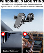 3-in-1 Car Phone Holder, Strong Suction Phone Mount for Windshield/Dashboard/Desk, Hands Free Dash Mounted Car Cell Phone Holder Stand, Truck Phone Holder for iPhone Samsung Android Smartphone