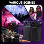 DJ Table Stand Portable booth Double Deck, Foldable DJ Stand Booth, Heavy-Duty Adjustable Height DJ Facade Booth, Easy to Assemble, Stylish, Convenient to Store and Transpor