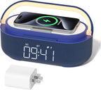 COLSUR 6-in-1 Bluetooth Speaker Alarm Clock with 15W Wireless Charger, FM Radio, Adjustable LED Night Light, 2500mAh Battery, Snooze Function – for Bedroom, Home, Office