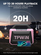 Wireless Bluetooth Speakers - Portable Speaker 80W Peak, 20H Playtime, Light Shows, Loud Speaker with Strong Bass, BT 5.3, TWS, IPX6 Waterproof for Home Travel Outdoor Beach Camping - Pink