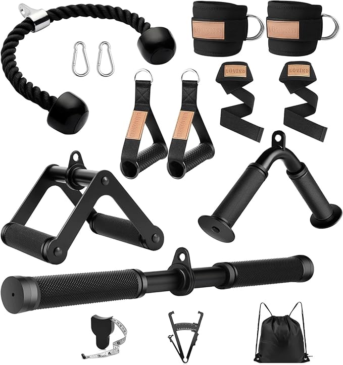 Cable Machine Attachment，LAT Pulldown Attachments Upgraded 1.3 Inch Comfort Grip Cable Attachments for Gym, Triceps Rope Bar,V Bar ,Double D Bar,Homr Gym Accessories