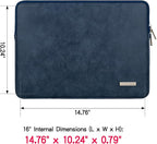 RAINYEAR 16 Inch Laptop Sleeve PU Suede Leather Case Protective Padded Cover Water Resistant Carrying Bag Compatible with 16" MacBook Pro/Max A2780 A2991 A3403 A3186 A2141 A2485 (Deep Blue)