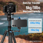 SIRUI Carbon Fiber Tripod Lightweight 2lbs with Panoramic Fluid Head, 59.8” Compact Camera Tripod Quick Release Leg Setup, Reversible Center Column, Reverse Folding Legs, Max Load 11lbs - Traveler X