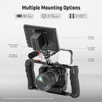 NEEWER Video Camera Cage Rig with Arca Type Base/Dual Grips/Expansion Holes/15mm Rods, Universal Stabilizer Compatible with Sony Canon Nikon DSLR/DSLM, Compatible with SmallRig Accessories, CA016