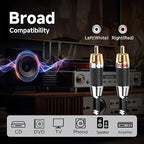 TODN HiFi RCA Audio Cables for Audiophile Shielded RCA Male to Male Cable for Subwoofers, Amp, Home Stereo (4.9ft/1.5m, 1 Pair)