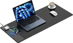 TopMade Mouse Pad with 15W Fast Wireless Charging, 35.43"x15.75" XXXL Large Gaming Waterproof Desk Pad with Ultra-Smooth Surface, Non-Slip Base, Classic Black Computer Desk Mat for MacBook, PC, Laptop