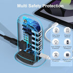 USB Charger Block with Type C, 6-Port Chargers for Multiple Devices, USB Charging Hub with Smart IC, Charger Station Total 60W for Phone/Tablet/Gaming, Wall Charger Adapter Compact&Portable