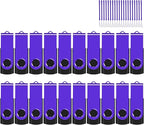 EASTBULL Flash Drive Bulk 2GB USB 20 Pack with Lanyards USB 2.0 Thumb Drive Bulk Memory Stick Swivel Pen Drive for Storage and Backup 2 GB 20 Pack, Purple
