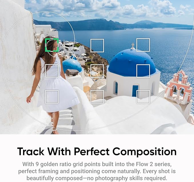 Insta360 Flow 2 White - Foldable AI Phone Gimbal, AI Tracking, Multi-Person Tracking, Built-in Tripod/Selfie Stick, Remote Control, iPhone/Android Portable Stabilizer