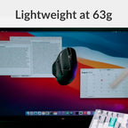 Keychron M7 Wireless Computer Mouse, 26K DPI Optical Computer Mouse, 2.4 GHz/Bluetooth/Wired with Macro Button 63g Lightweight Ergonomic, Up to 70 Hours Worktime for Laptop macOS/Windows - Black